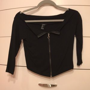 Cropped zip up mid sleeve